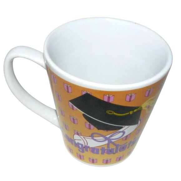 Graduation Cap Diploma Ceramic Mug Cup With "Congratulations" Text Gift Pattern - Picture 1 of 4